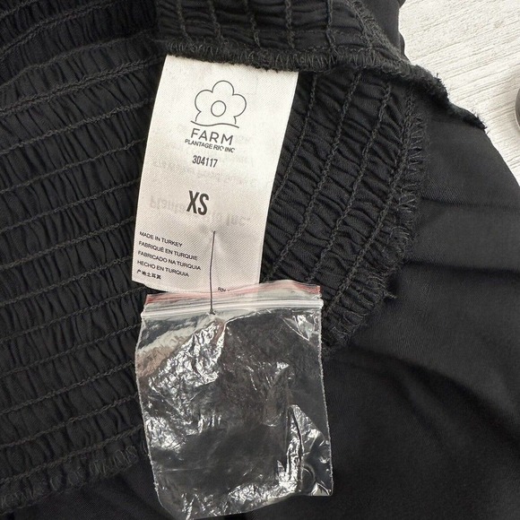 Farm Rio Heart Neckline Mini Dress Size XS Black Ruffle Mock Neck Valentines - Picture 12 of 16